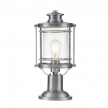 QN-BOOKER3-M-IA Booker Outdoor  IP44 1 Light Medium Pedestal Lantern in an Industrial Aluminium Finish