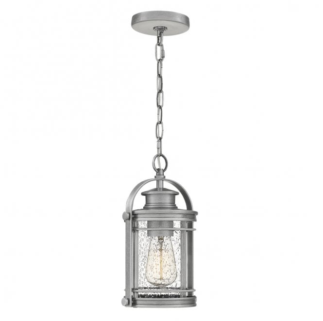 Quoizel QN-BOOKER8-S-IA Booker Outdoor IP44 1 Light Small Chain Lantern in an Industrial Aluminium Finish