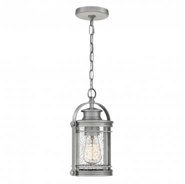 QN-BOOKER8-S-IA Booker Outdoor IP44 1 Light Small Chain Lantern in an Industrial Aluminium Finish