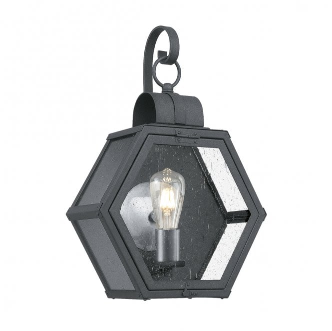Quoizel QN-HEATH-M-MB Heath Outdoor IP44 1 Light Medium Wall Lantern in a Mottled Black Finish