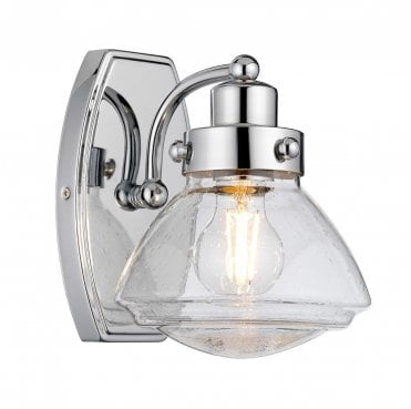 QN-SCHOLAR1 Scholar IP44 1 Light Wall Light in a Polished Chrome Finish