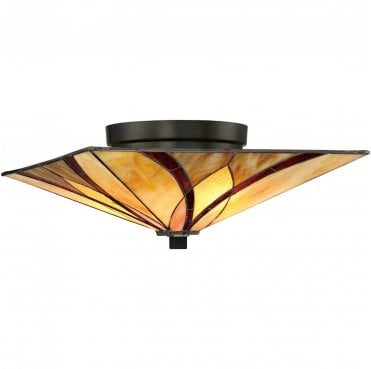 QZ-ASHEVILLE-F Asheville 2 Light Flush Mount in a Valiant Bronze Finish