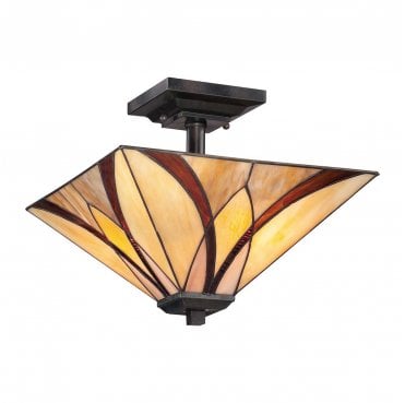 QZ-ASHEVILLE-SF Asheville 2 Light Semi-Flush in a Valiant Bronze Finish