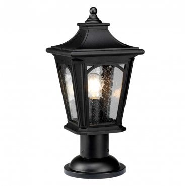 QZ-BEDFORD3-M Bedford Outdoor IP44 1 Light Medium Pedestal Lantern in a Mystic Black Finish