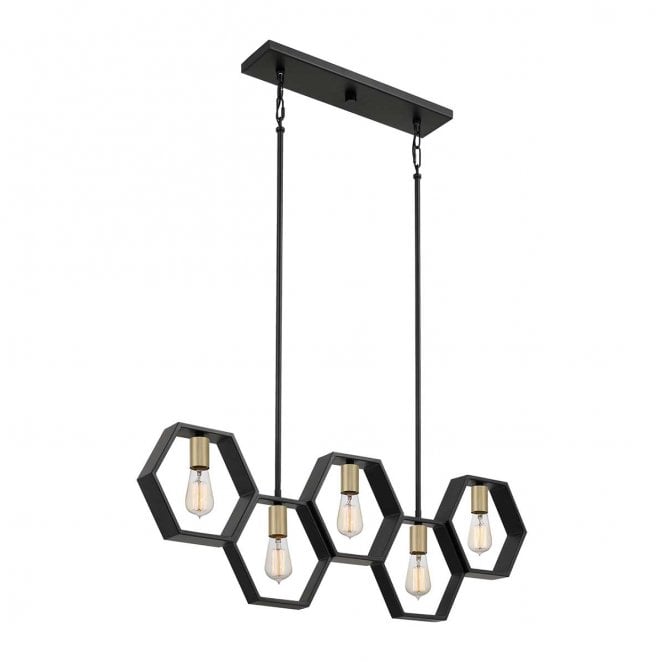 Quoizel QZ-BISMARCK-ISLE-EK Bismarck 5 Light Linear Pendant in an Earth Black Finish