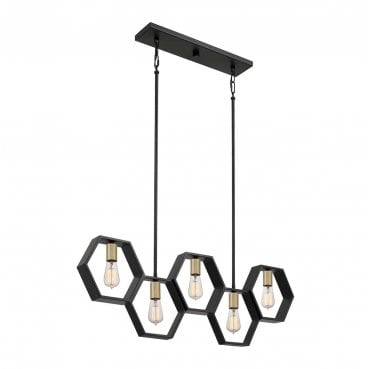 QZ-BISMARCK-ISLE-EK Bismarck 5 Light Linear Pendant in an Earth Black Finish