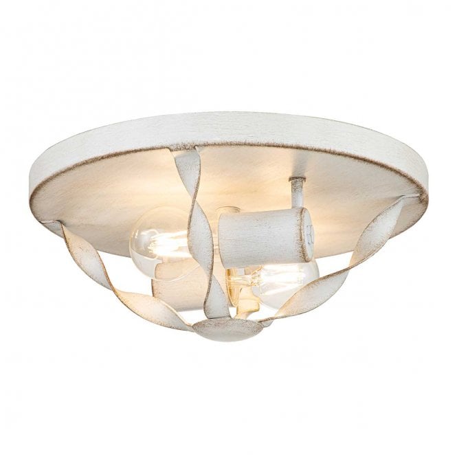 Quoizel QZ-BRADBURY-F-AWH Bradbury 2 Light Flush Light in an Antique White Finish
