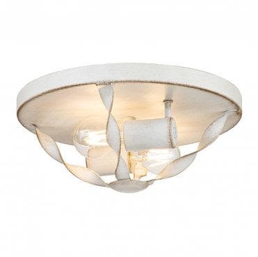 QZ-BRADBURY-F-AWH Bradbury 2 Light Flush Light in an Antique White Finish