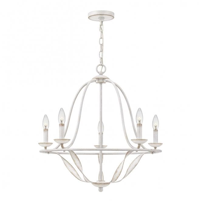 Quoizel QZ-BRADBURY5-AWH Bradbury 5 Light Chandelier in an Antique White Finish