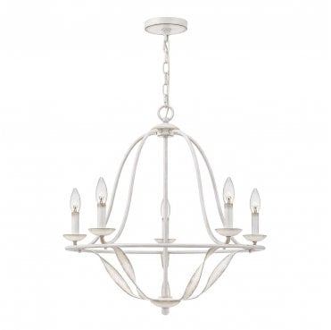QZ-BRADBURY5-AWH Bradbury 5 Light Chandelier in an Antique White Finish