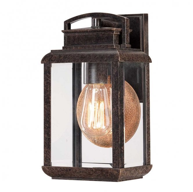 Quoizel QZ-BYRON-S Byron Outdoor IP44 1 Light Small Wall Lantern in an Imperial Bronze Finish with a Copper Reflector