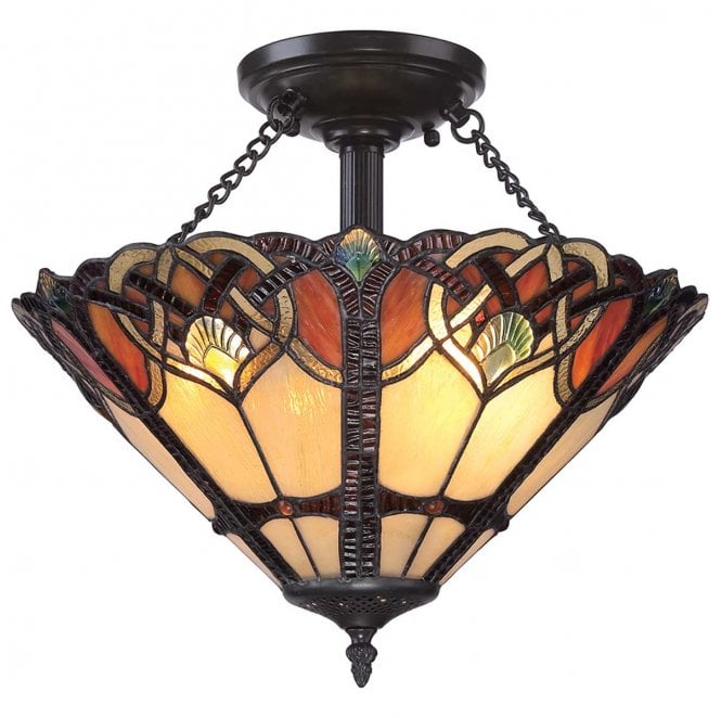 Quoizel QZ-CAMBRIDGE-SF Cambridge 2 Light Large Semi Flush Mount in a Vintage Bronze Finish