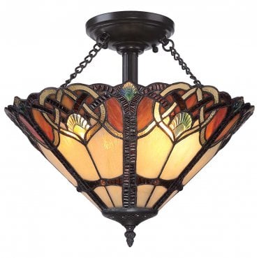 QZ-CAMBRIDGE-SF Cambridge 2 Light Large Semi Flush Mount in a Vintage Bronze Finish