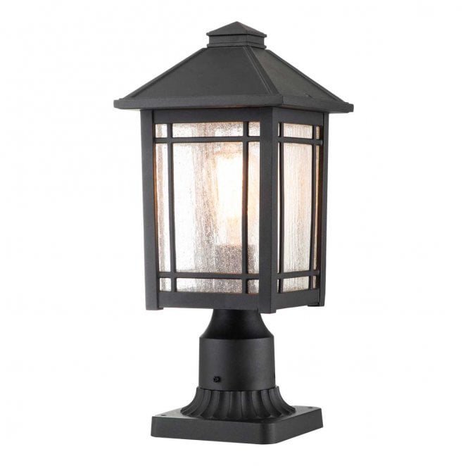 Quoizel QZ-CEDAR-POINT3-M-BK Cedar Point Outdoor IP44 1 Light Pedestal in a Black Finish