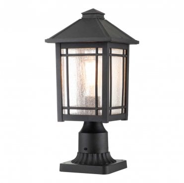 QZ-CEDAR-POINT3-M-BK Cedar Point Outdoor IP44 1 Light Pedestal in a Black Finish