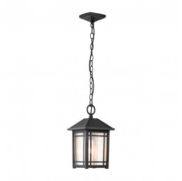 QZ-CEDAR-POINT8-M-BK Cedar Point Outdoor IP44 1 Light Chain Lantern in a Black Finish