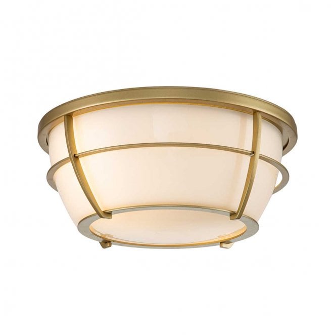Quoizel QZ-CHANCE-F-PNBR Chance IP44 2 Light Flush Light in a Painted Natural Brass Finish