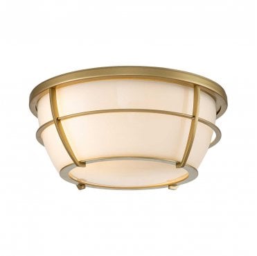 QZ-CHANCE-F-PNBR Chance IP44 2 Light Flush Light in a Painted Natural Brass Finish