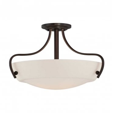 QZ-CHANTILLY-SF3 Chantilly 3 Light Semi Flush Light in a Palladian Bronze Finish