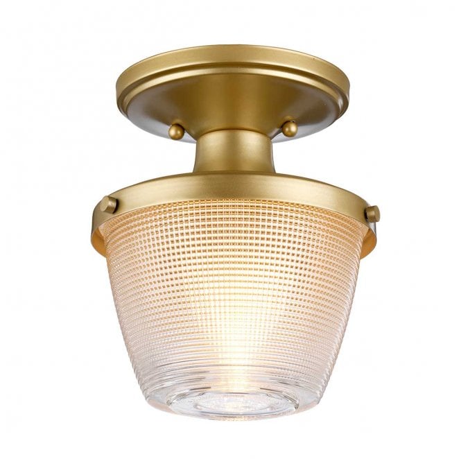 Quoizel QZ-DUBLIN-SF-PNBR Dublin IP44 1 Light Semi Flush Light in a Painted Natural Brass Finish