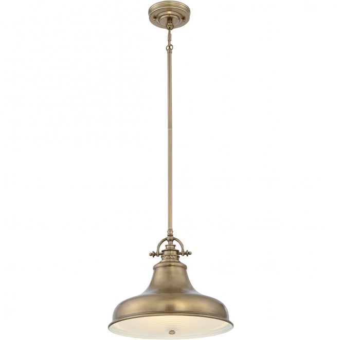 Quoizel QZ-EMERY-P-M-WS Emery 1 Light Medium Pendant in a Weathered Brass Finish