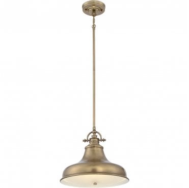 QZ-EMERY-P-M-WS Emery 1 Light Medium Pendant in a Weathered Brass Finish