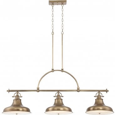 QZ-EMERY3P-WS Emery 3 Light Island Chandelier in a Weathered Brass Finish