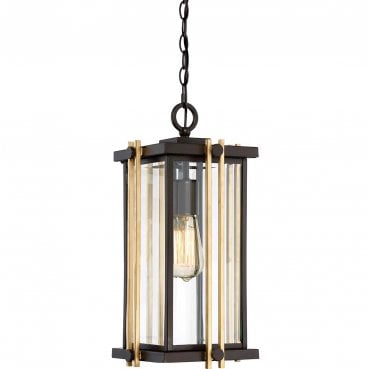 QZ-GOLDENROD8-M Goldenrod Outdoor IP44 1 Light Medium Chain Lantern in a Western Bronze Finish