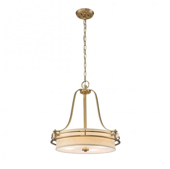 Quoizel QZ-GOTHAM-P-BB Uptown Gotham 4 Light Pendant in a Brushed Brass Finish