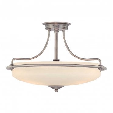 QZ-GRIFFIN-SFM-AN Griffin 4 Light Semi Flush Light in an Antique Nickel Finish