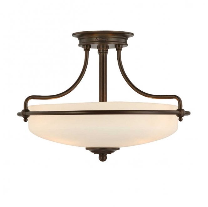 Quoizel QZ-GRIFFIN-SFS-PN Griffin 3 Light Semi Flush Light in a Palladian Bronze Finish