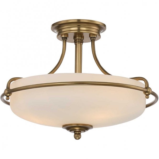 Quoizel QZ-GRIFFIN-SFS-WS Griffin 3 Light Semi Flush Light in a Weathered Brass Finish
