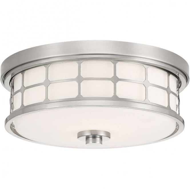 Quoizel QZ-GUARDIAN-F-BN Guardian IP44 2 Light Flush Light in a Brushed Nickel Finish