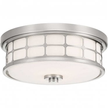 QZ-GUARDIAN-F-BN Guardian IP44 2 Light Flush Light in a Brushed Nickel Finish
