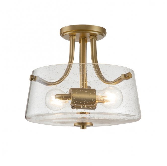 Quoizel QZ-HOLLISTER-SF-BB Hollister 2 Light Semi Flush Light in a Brushed Brass Finish