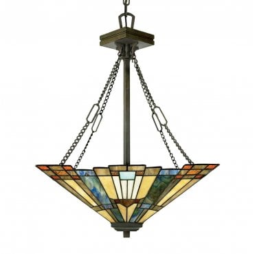 QZ-INGLENOOK-P-B Inglenook 3 Light Pendant in a Valiant Bronze Finish