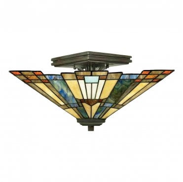 QZ-INGLENOOK-SF Inglenook 2 Light Semi Flush Light in a Valiant Bronze Finish