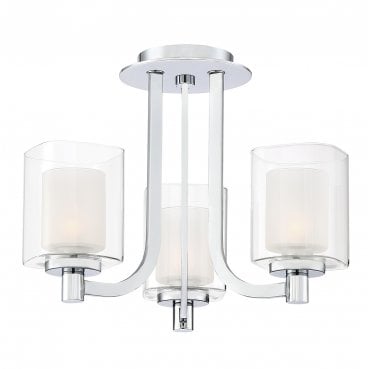 QZ-KOLT-SF-PC-BATH Kolt IP44 3 Light Semi Flush Light in a Polished Chrome Finish