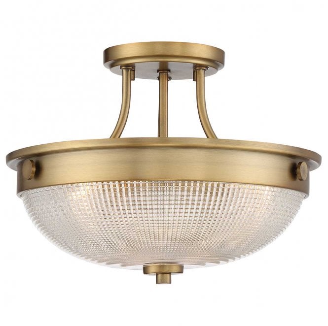 Quoizel QZ-MANTLE-SF-WS Mantle 2 Light Semi-Flush in a Weathered Brass Finish