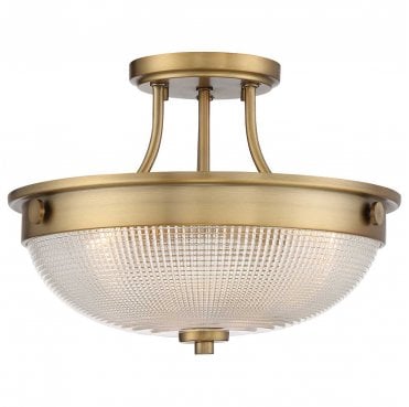 QZ-MANTLE-SF-WS Mantle 2 Light Semi-Flush in a Weathered Brass Finish