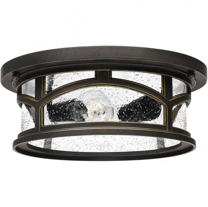 Quoizel QZ-MARBLEHEAD-F Marblehead Outdoor IP44 2 Light Flush Mount in a Palladian Bronze Finish