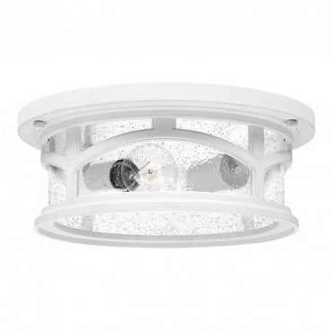 QZ-MARBLEHEAD-F-WHT Marblehead Outdoor IP44 2 Light Flush Mount in a White Finish