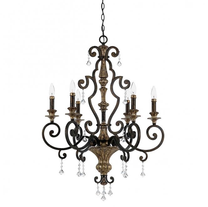 Quoizel QZ-MARQUETTE6-A Marquette 6 Light Chandelier in a Heirloom Finish