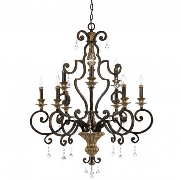 QZ-MARQUETTE9 Marquette 9 Light Chandelier in a Heirloom Finish