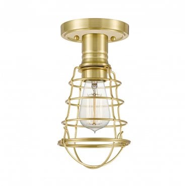 QZ-MIXON-SF-BB Mixon 1 Light Semi Flush Light in a Brushed Brass Finish