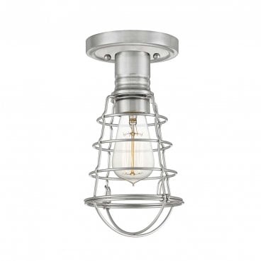 QZ-MIXON-SF-BN Mixon 1 Light Semi Flush Light in a Brushed Nickel Finish