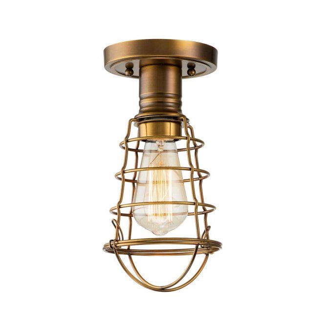 Quoizel QZ-MIXON-SF-WS Mixon 1 Light Semi Flush Light in a Weathered Brass Finish