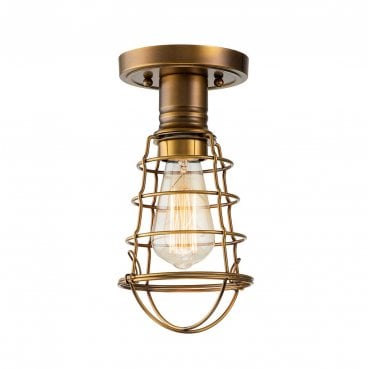 QZ-MIXON-SF-WS Mixon 1 Light Semi Flush Light in a Weathered Brass Finish