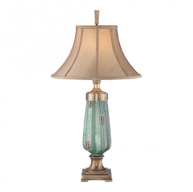 Quoizel QZ-MONTEVERDE Monteverde 1 Light Table Lamp in a Green and Aged Brass Finish