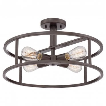 QZ-NEW-HARBOR-SF New Harbor 4 Light Semi Flush Light in a Western Bronze Finish